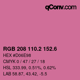 カラーコード: RGB 208 110.2 152.6 | qconv.com