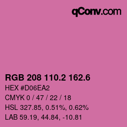 カラーコード: RGB 208 110.2 162.6 | qconv.com