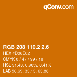 カラーコード: RGB 208 110.2 2.6 | qconv.com