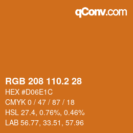カラーコード: RGB 208 110.2 28 | qconv.com