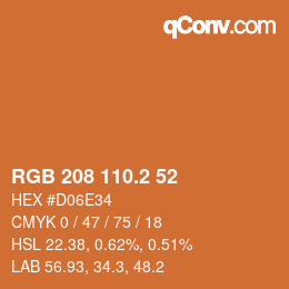 カラーコード: RGB 208 110.2 52 | qconv.com