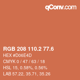 カラーコード: RGB 208 110.2 77.6 | qconv.com