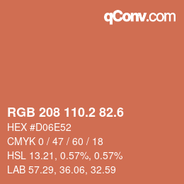 カラーコード: RGB 208 110.2 82.6 | qconv.com