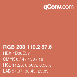 カラーコード: RGB 208 110.2 87.6 | qconv.com