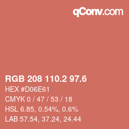 カラーコード: RGB 208 110.2 97.6 | qconv.com