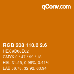 カラーコード: RGB 208 110.6 2.6 | qconv.com