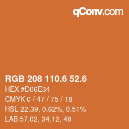 カラーコード: RGB 208 110.6 52.6 | qconv.com