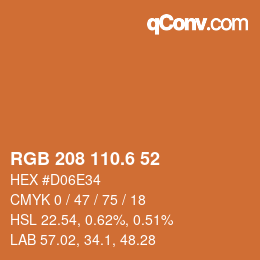 カラーコード: RGB 208 110.6 52 | qconv.com