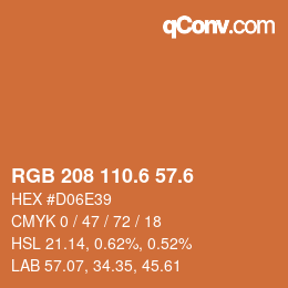 カラーコード: RGB 208 110.6 57.6 | qconv.com