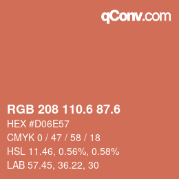 カラーコード: RGB 208 110.6 87.6 | qconv.com