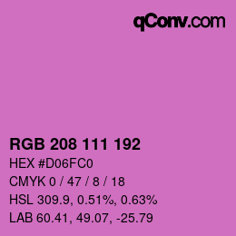 カラーコード: RGB 208 111 192 | qconv.com