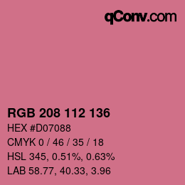 カラーコード: RGB 208 112 136 | qconv.com