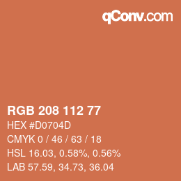カラーコード: RGB 208 112 77 | qconv.com