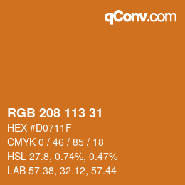 Color code: RGB 208 113 31 | qconv.com