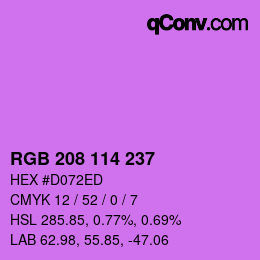 カラーコード: RGB 208 114 237 | qconv.com
