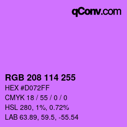 Color code: RGB 208 114 255 | qconv.com