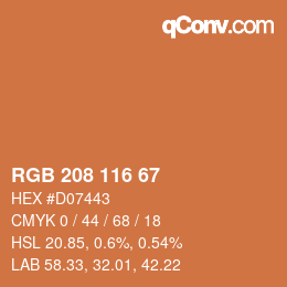 カラーコード: RGB 208 116 67 | qconv.com