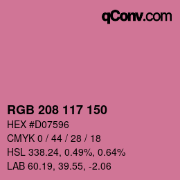 Color code: RGB 208 117 150 | qconv.com