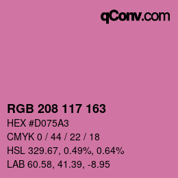 カラーコード: RGB 208 117 163 | qconv.com