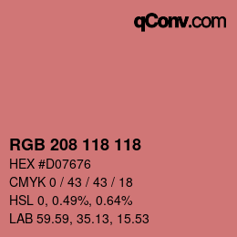 Código de color: RGB 208 118 118 | qconv.com