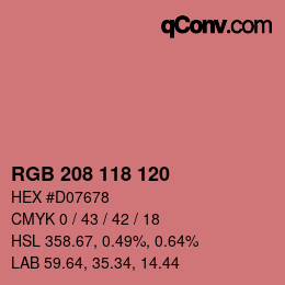 颜色代码: RGB 208 118 120 | qconv.com