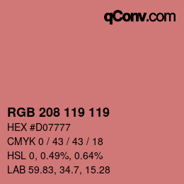 颜色代码: RGB 208 119 119 | qconv.com