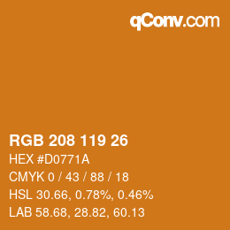 Color code: RGB 208 119 26 | qconv.com