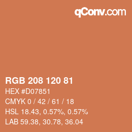 Color code: RGB 208 120 81 | qconv.com
