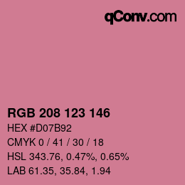 カラーコード: RGB 208 123 146 | qconv.com