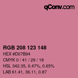 カラーコード: RGB 208 123 148 | qconv.com