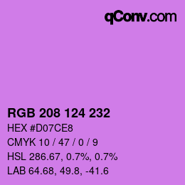 カラーコード: RGB 208 124 232 | qconv.com