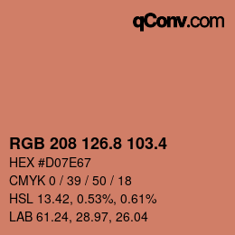 カラーコード: RGB 208 126.8 103.4 | qconv.com