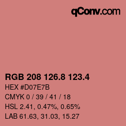 カラーコード: RGB 208 126.8 123.4 | qconv.com