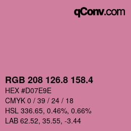 カラーコード: RGB 208 126.8 158.4 | qconv.com
