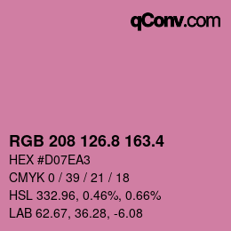 カラーコード: RGB 208 126.8 163.4 | qconv.com
