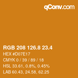 カラーコード: RGB 208 126.8 23.4 | qconv.com