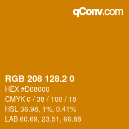 カラーコード: RGB 208 128.2 0 | qconv.com