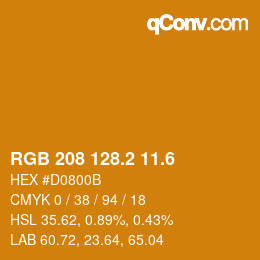 カラーコード: RGB 208 128.2 11.6 | qconv.com
