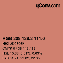 カラーコード: RGB 208 128.2 111.6 | qconv.com