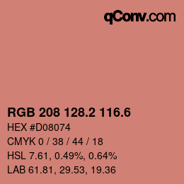 カラーコード: RGB 208 128.2 116.6 | qconv.com