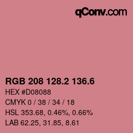 カラーコード: RGB 208 128.2 136.6 | qconv.com
