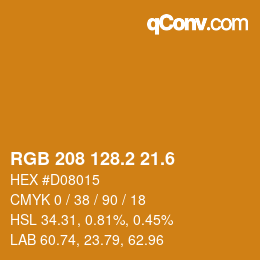 カラーコード: RGB 208 128.2 21.6 | qconv.com