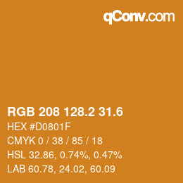 カラーコード: RGB 208 128.2 31.6 | qconv.com
