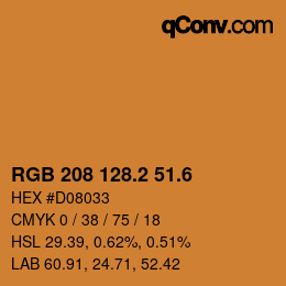 カラーコード: RGB 208 128.2 51.6 | qconv.com