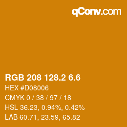 カラーコード: RGB 208 128.2 6.6 | qconv.com