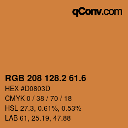 カラーコード: RGB 208 128.2 61.6 | qconv.com