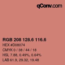 カラーコード: RGB 208 128.6 116.6 | qconv.com