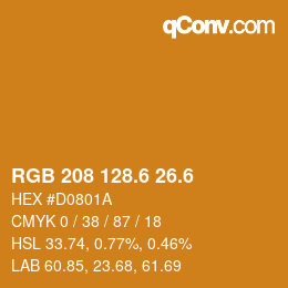 カラーコード: RGB 208 128.6 26.6 | qconv.com
