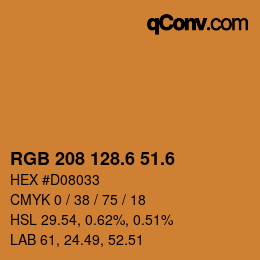 カラーコード: RGB 208 128.6 51.6 | qconv.com