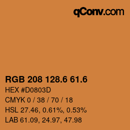 カラーコード: RGB 208 128.6 61.6 | qconv.com